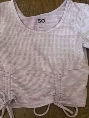 SO Lilac Ribbed Scoop Crop Top